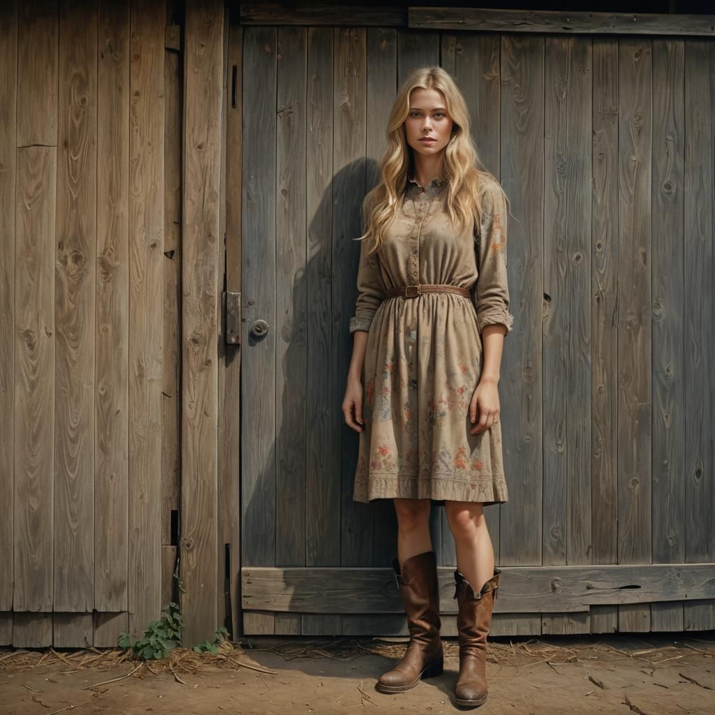 Textured and airbrushed image of a pretty blonde 40 year old...