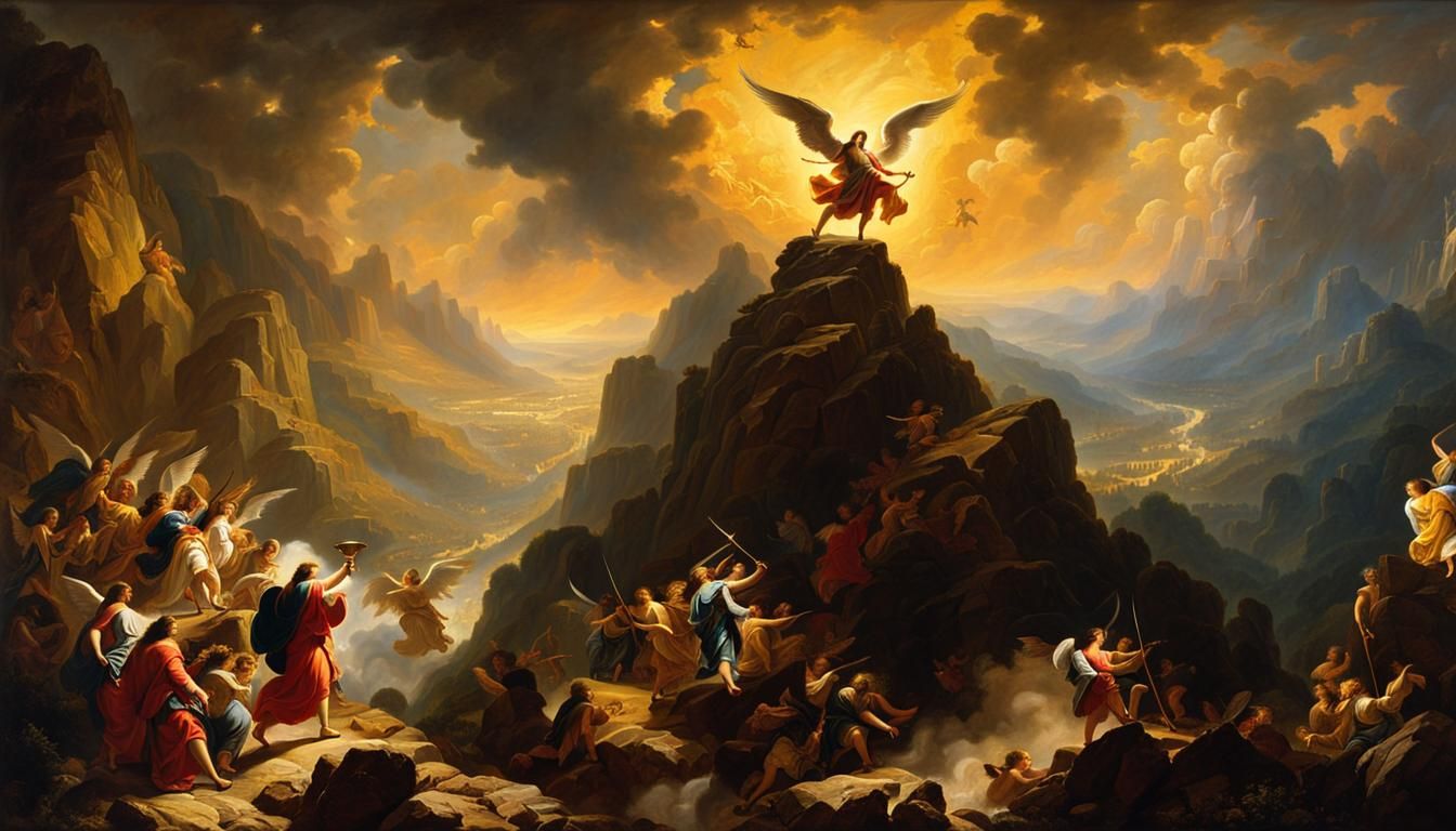 Archangel Gabriel's Twilight Trumpet in Baroque Style