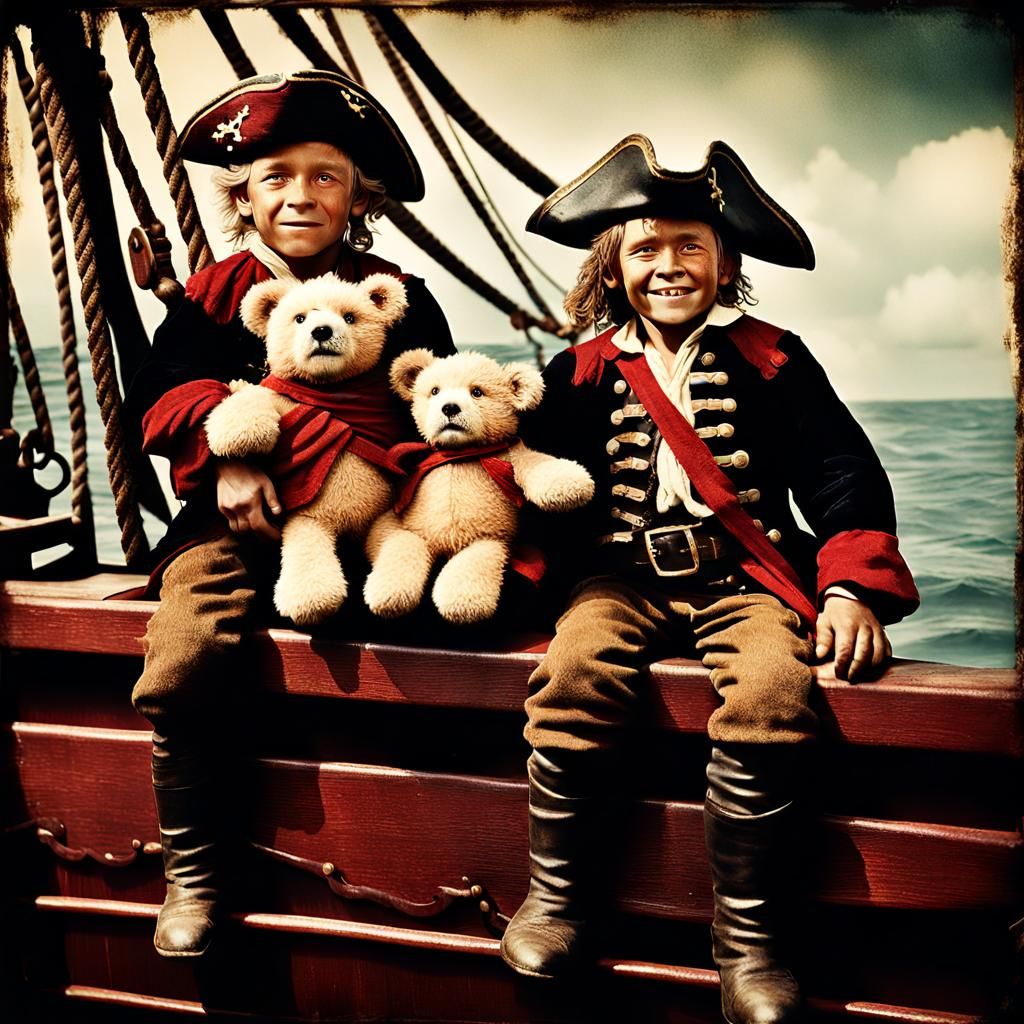 Pirates with Teddy Bears on Sinking Ship