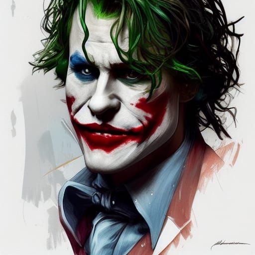 Hyperrealistic Joker Portrait in Art Nouveau Style