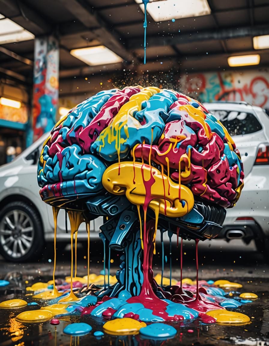 Brain Wash at Car Wash: Polychromatic Graffiti Art