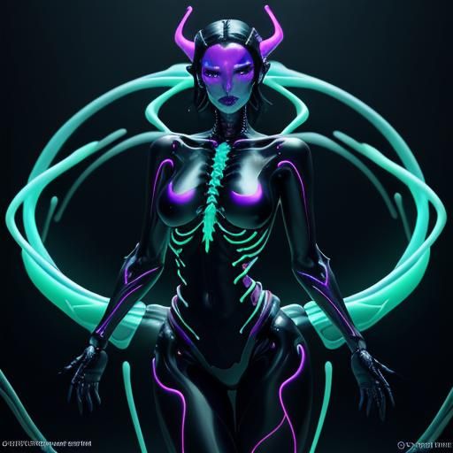 Surreal Neon Art: Glass Woman in Milky Bath