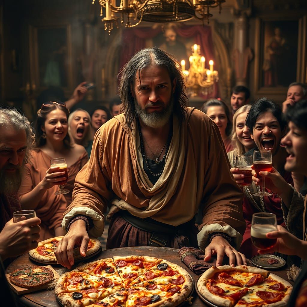 Lavish Party Scene with Excess and Merriment