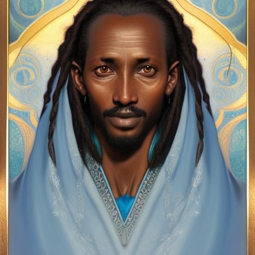 Ethiopian Man in Priestly Robes, Detailed Portrait