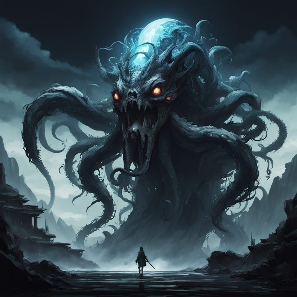 Grotesque Swamp Creature Exhales Toxic Aura in Anime-Inspire...