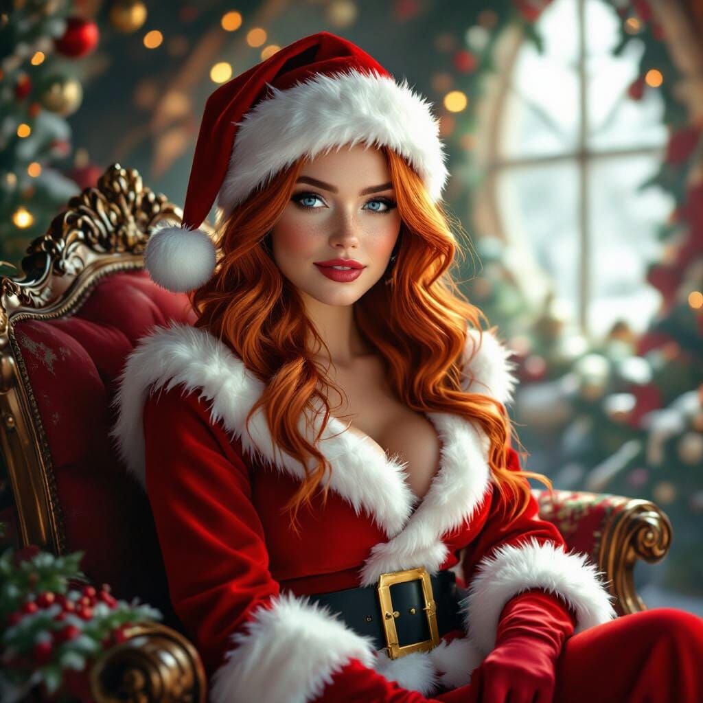 Festive Santa's Helper in Cinematic Grotto