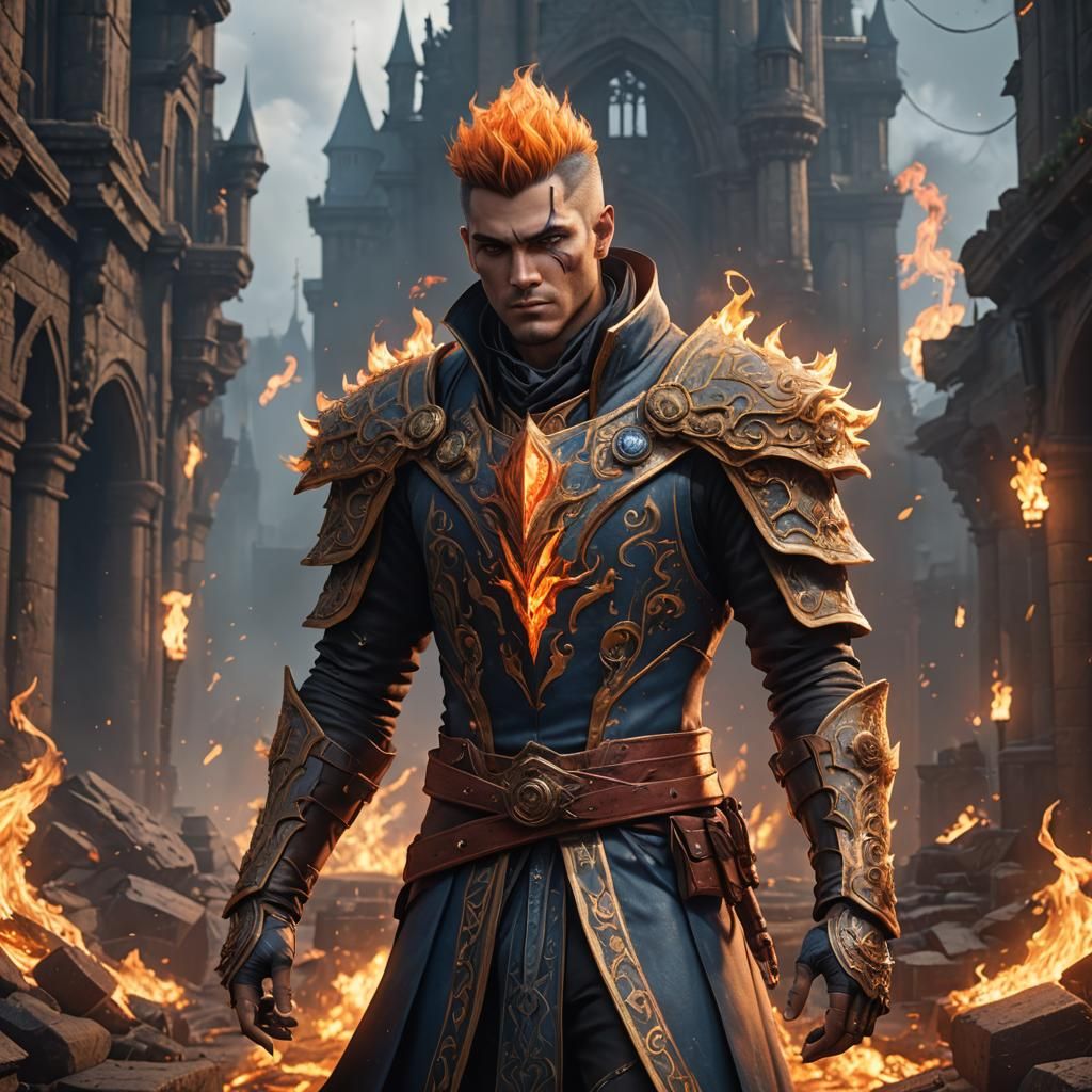 Emo Fire Genasi Noble: Detailed Fantasy Art