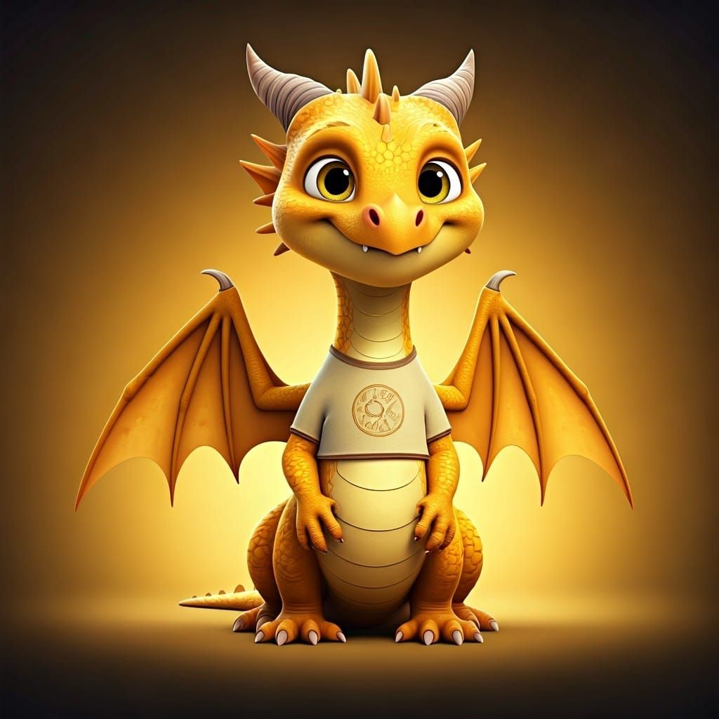 Caring Yellow Dragon Concept Art in Vibrant 4K