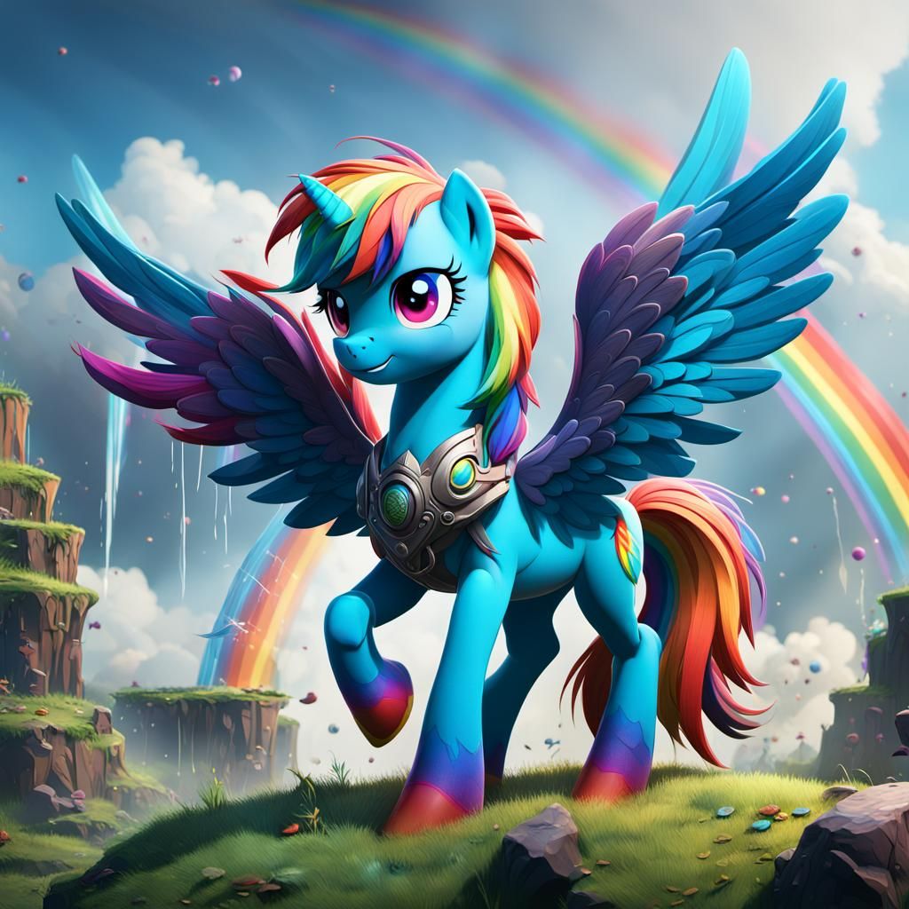 Detailed Matte Painting of Rainbow Dash in Fantasy Art