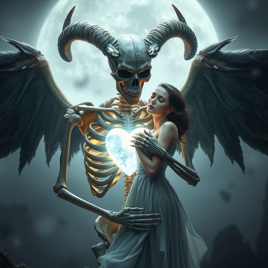 Skeletal Embrace: A Gothic Dreamscape of Love