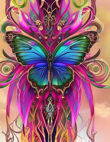 Exotic Butterfly Portrait in Digital Art Style