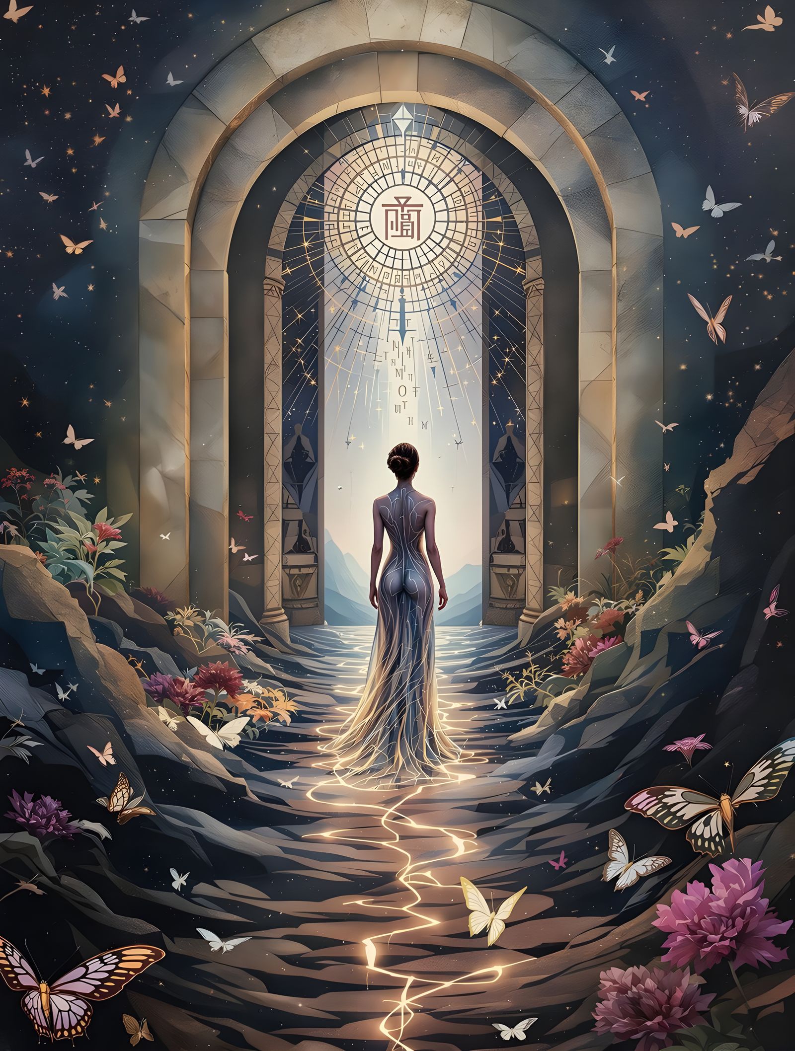 Surreal Threshold with Vitiligo Patterns and Shimmering Pigm...