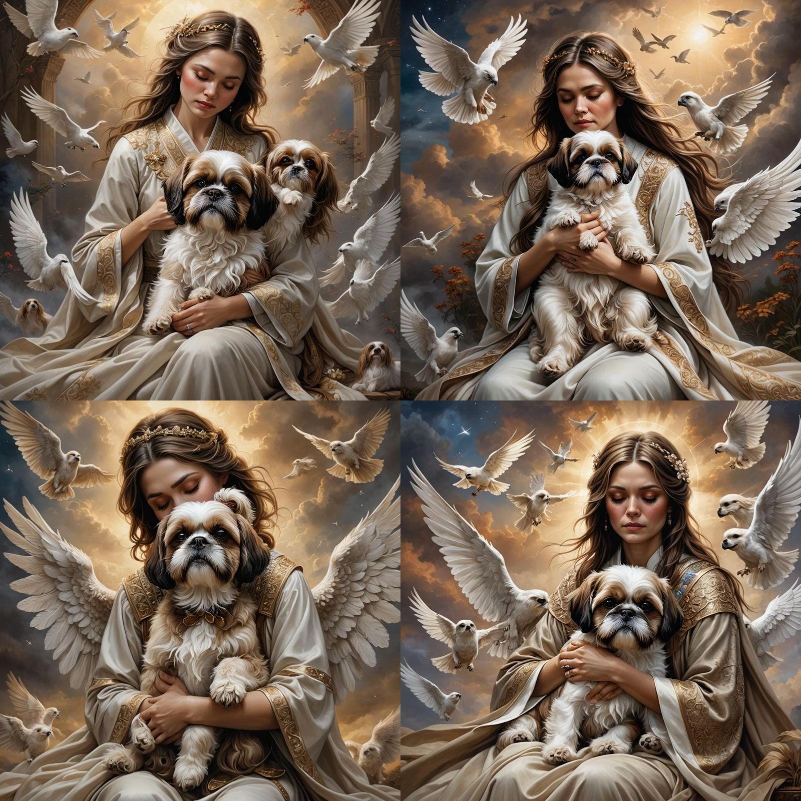 Shih Tzu's Spirit Ascends to Heaven in Matte Painting