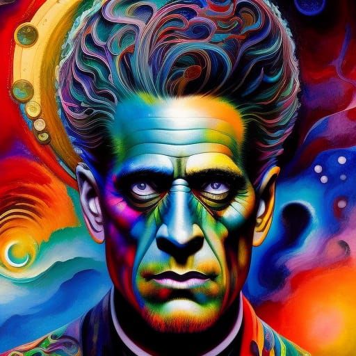 Frankenstein's Monster in Explosive Abstract Expressionism
