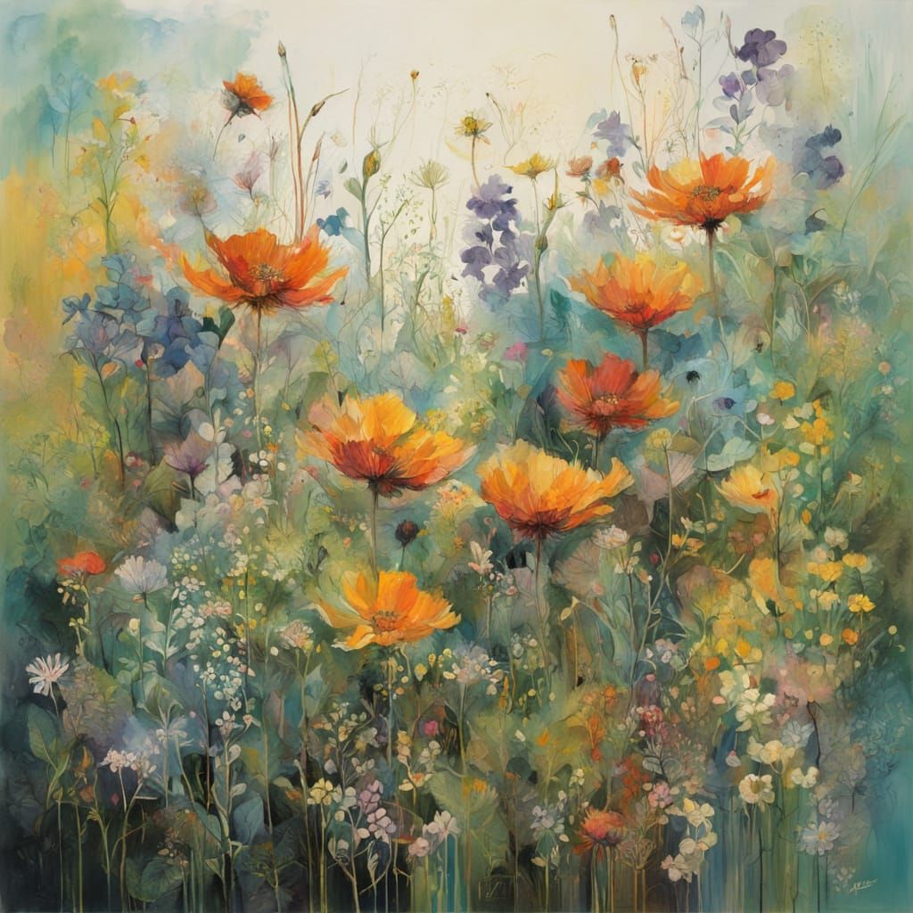 Vibrant Abstract Floral Patterns in Expressive Brushstrokes