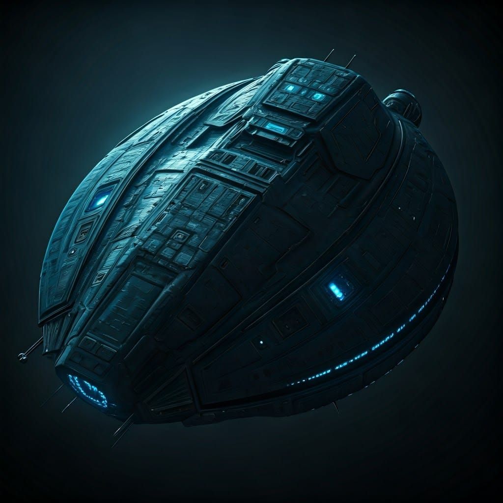 Ominous Alien Dropship in Gritty Industrial Style
