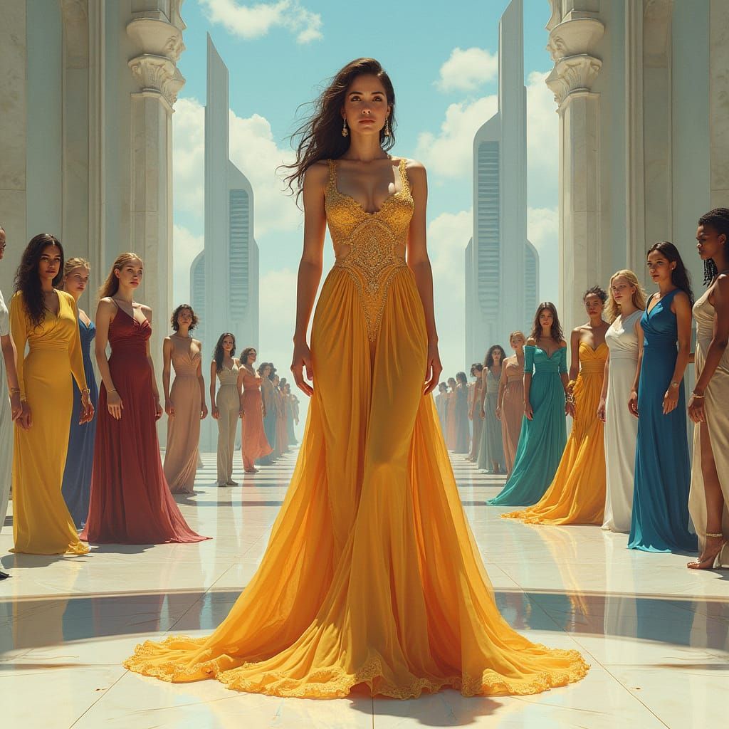 Regal Women Unite in Futuristic City