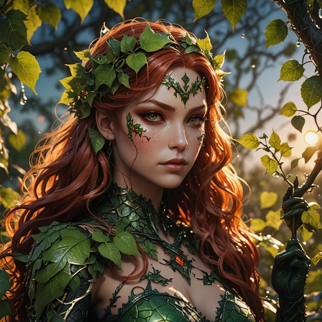 Poison Ivy on Armored Warrior: 3D Anime Art