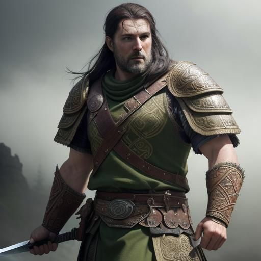 Celtic Warrior Brennus in Gaulish Landscape