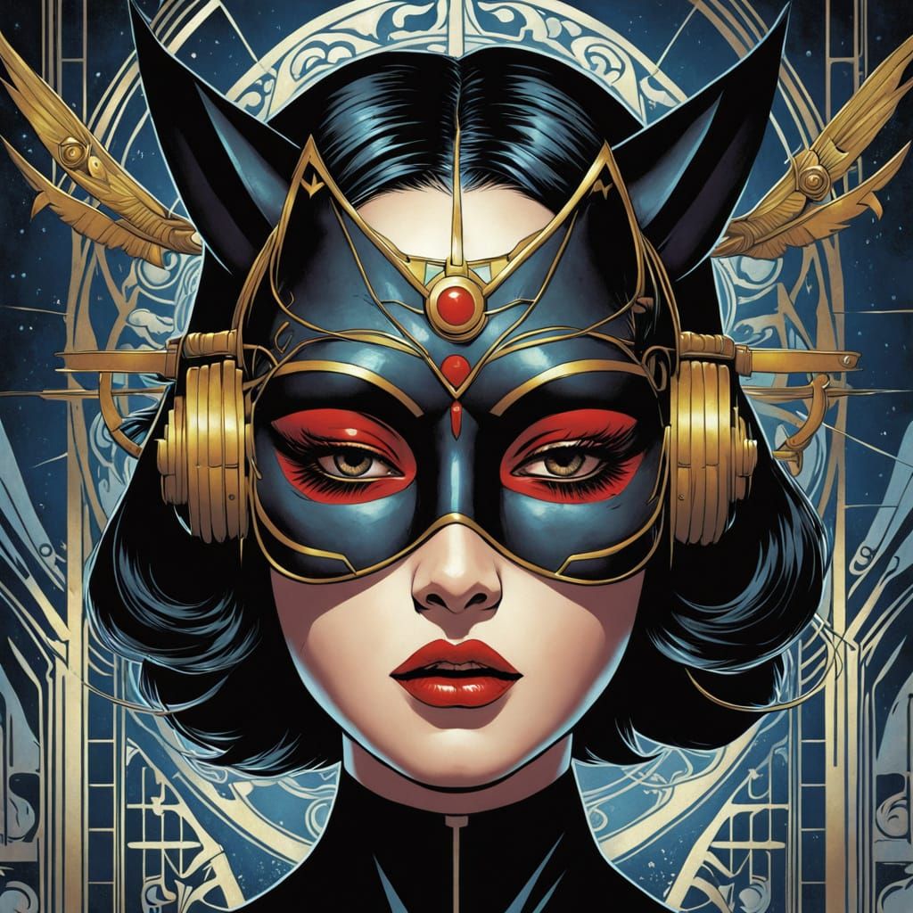 Elegant Japanese Gothic Female in Bauhaus Style