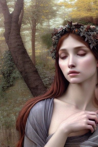Heartbroken Goddess in Autumnal Light: Renaissance Portrait