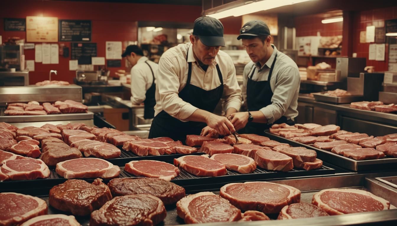 Meat Counter Still Life in Cinematic Style