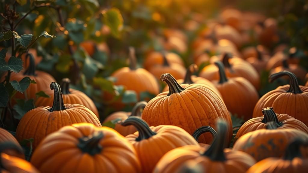 Golden Hour Pumpkin Patch: Sharp Focus, Soft Bokeh