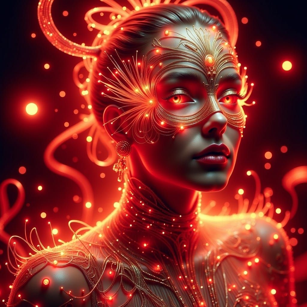 Ethereal Goddess in Xenon Dreams, a Digital Haute Couture Ma...