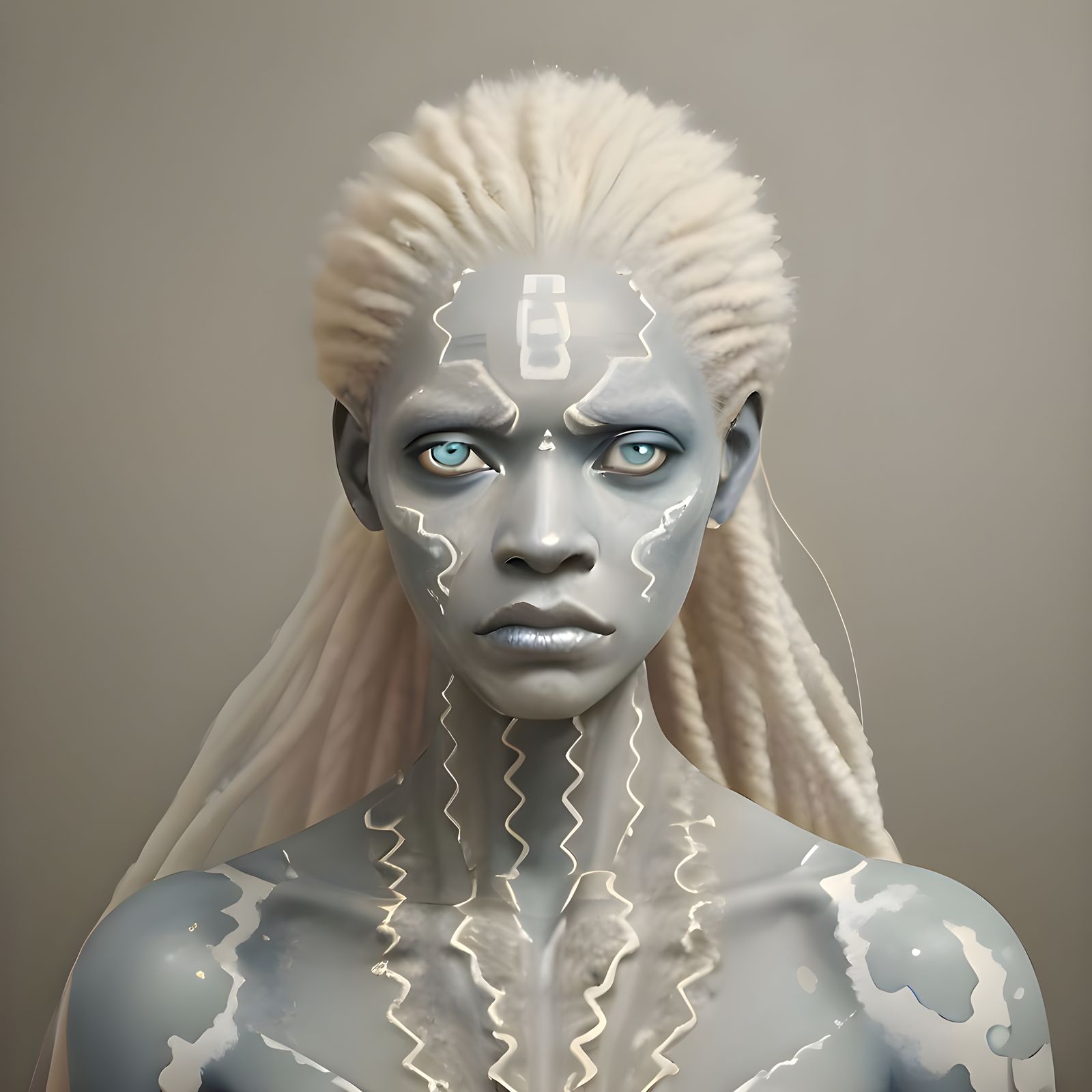 Albino Woman with a Zombie-like Appearance