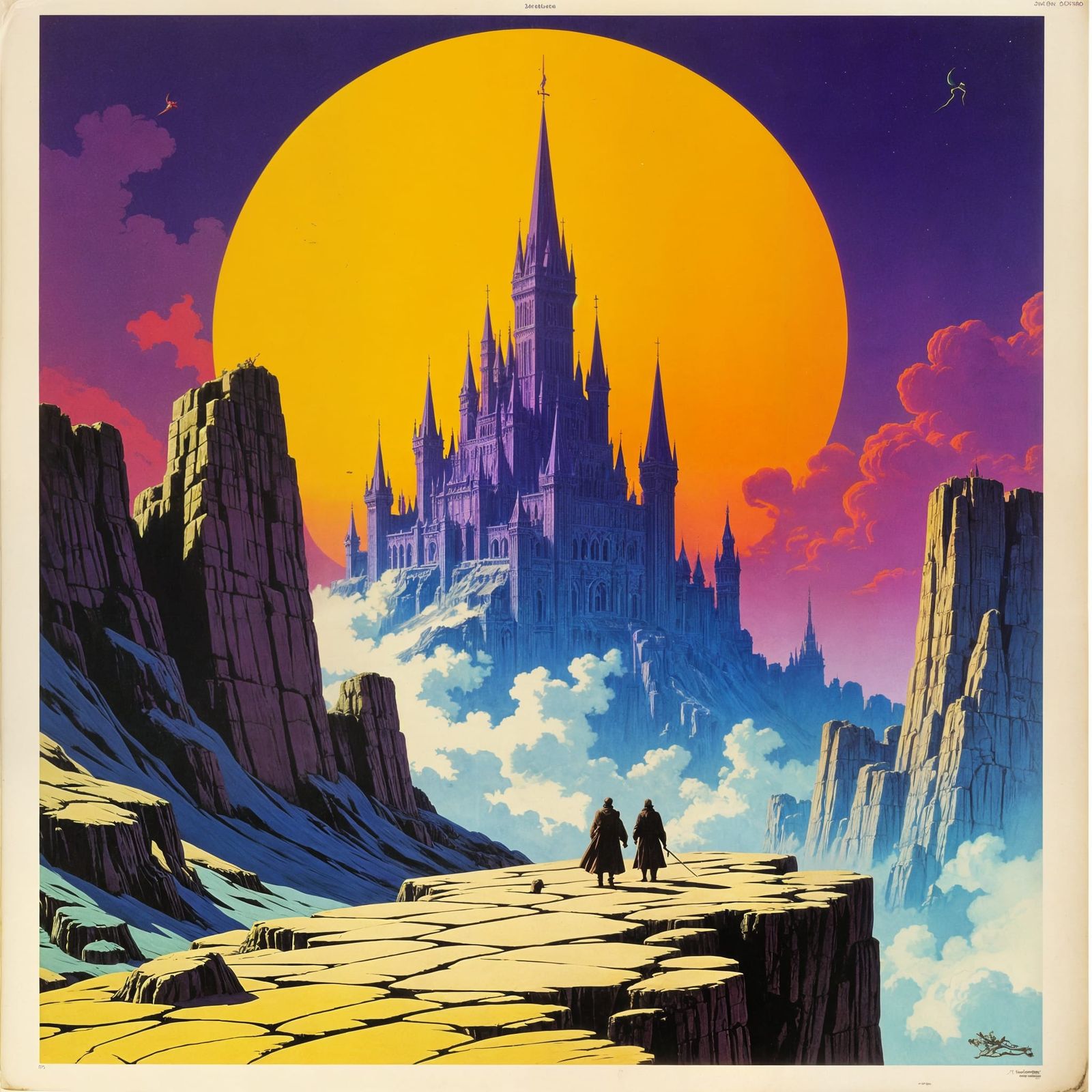 Purple Paperback Fantasy Castle in Vintage Style