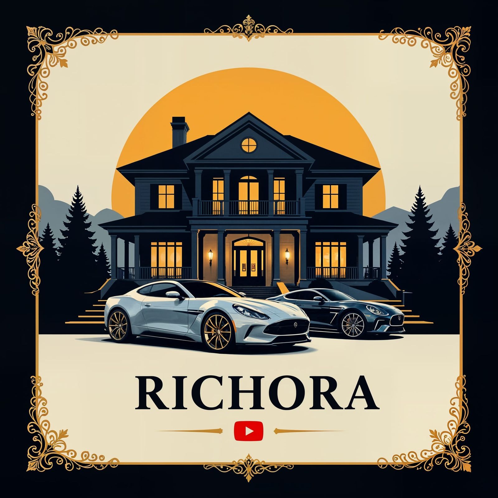 Sleek Luxurious YouTube Channel Art in Minimalist Vector Sty...