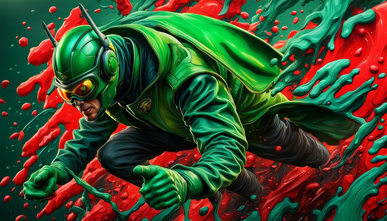 Green Hornet in Graffiti Art Style, 3D Render