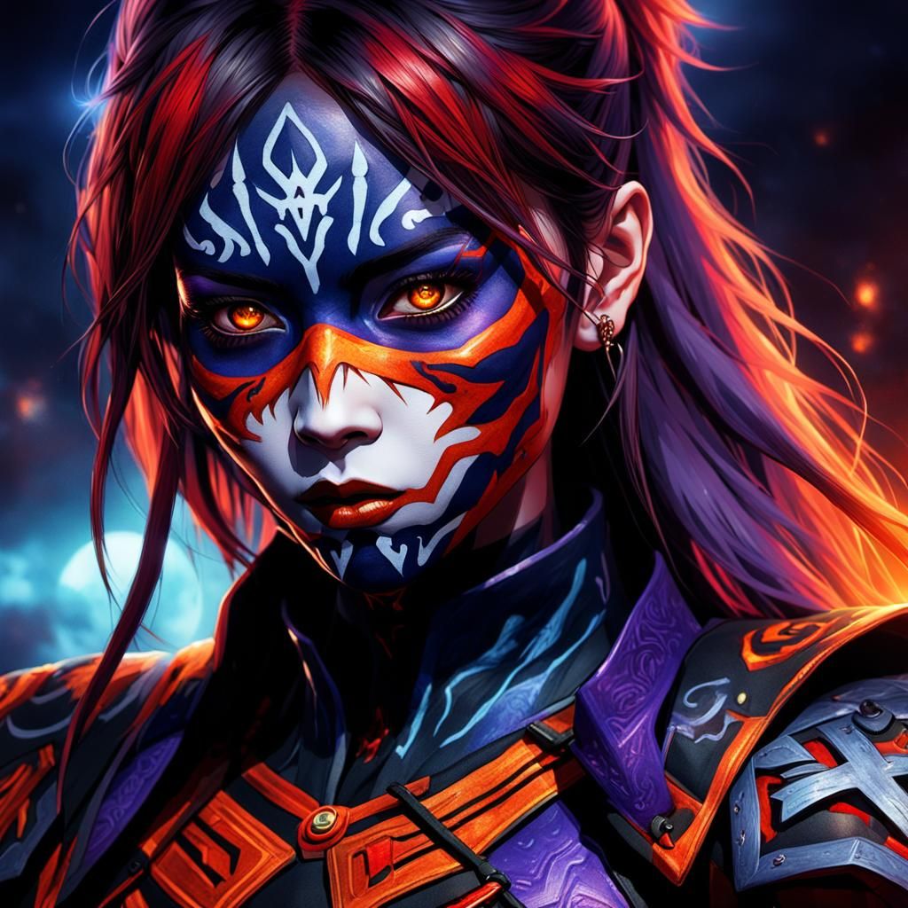 Eerie Dark Fantasy Portrait with Glowing Eyes