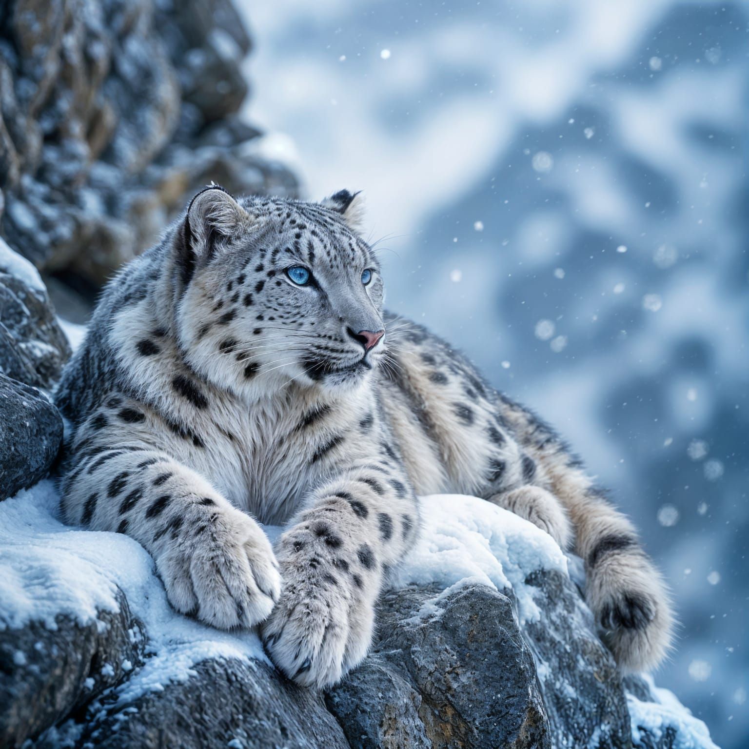 Snow Leopard Resting High in the Himalayas