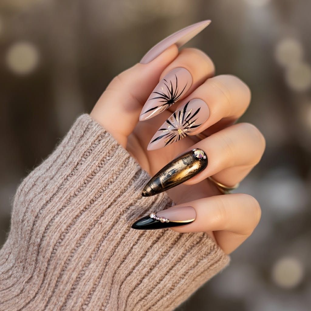 Elegant Whimsical Nail Art in Impressionist Style