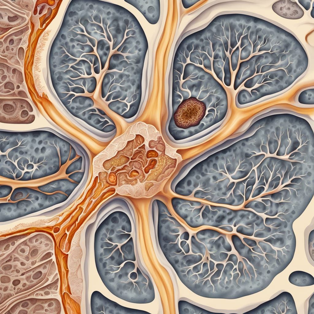 Detailed Cross-Section of Human Bone Epiphyseal Plate