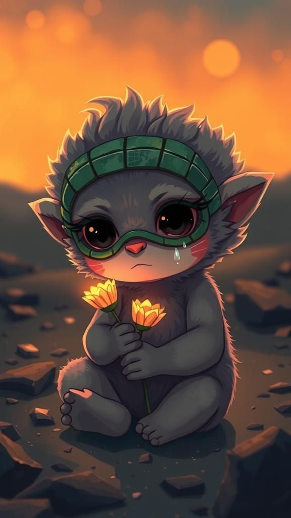 Creature Overcome with Emotion in Anime Style