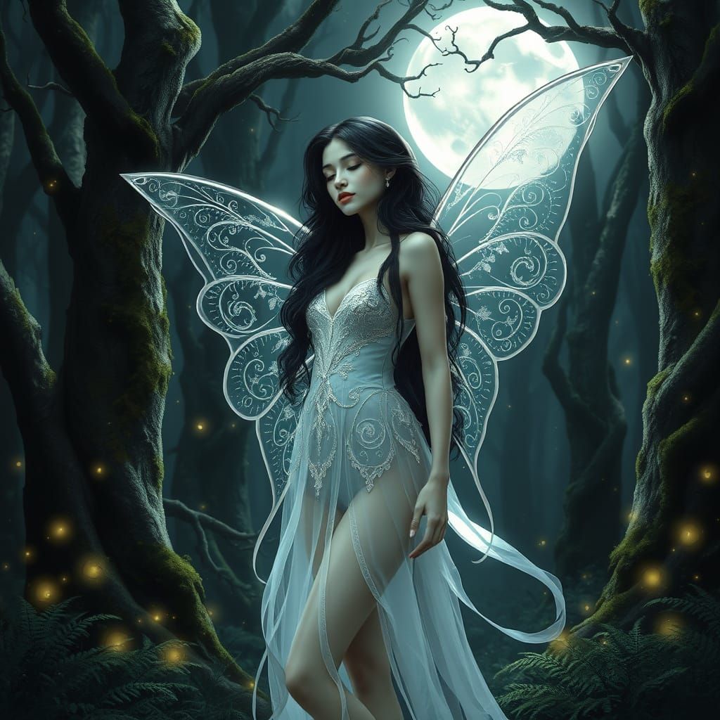 Ethereal Faerie in Moonlit Forest
