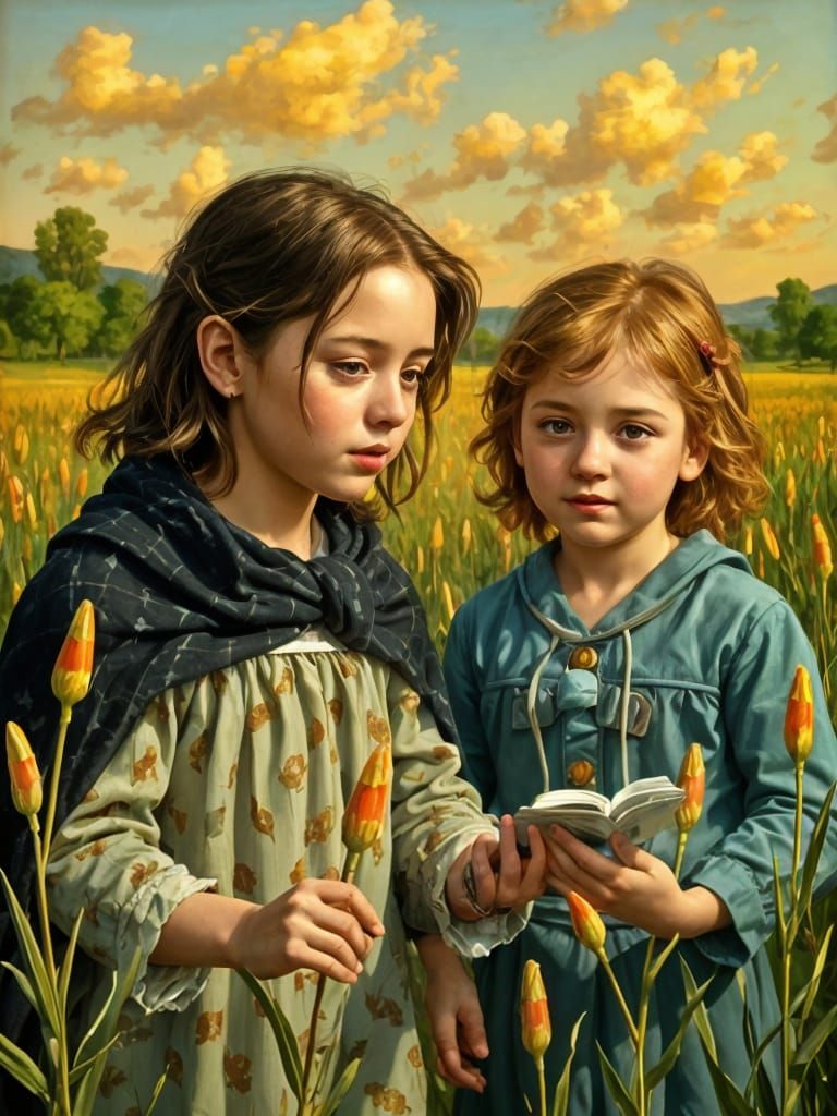 Renaissance-Style Portrait of Children Playing