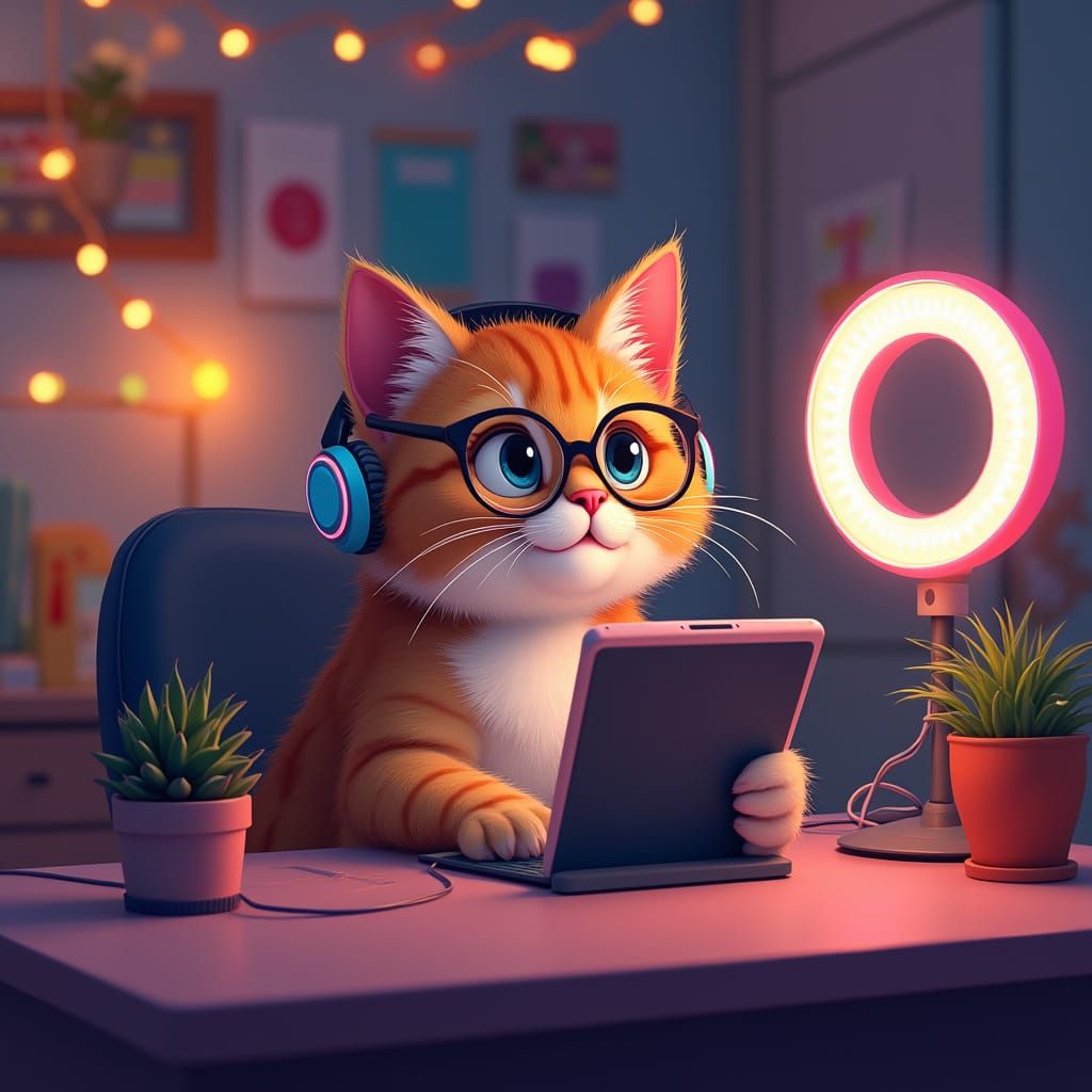 Gen Z cat taking a selfie while using NightCafe creator