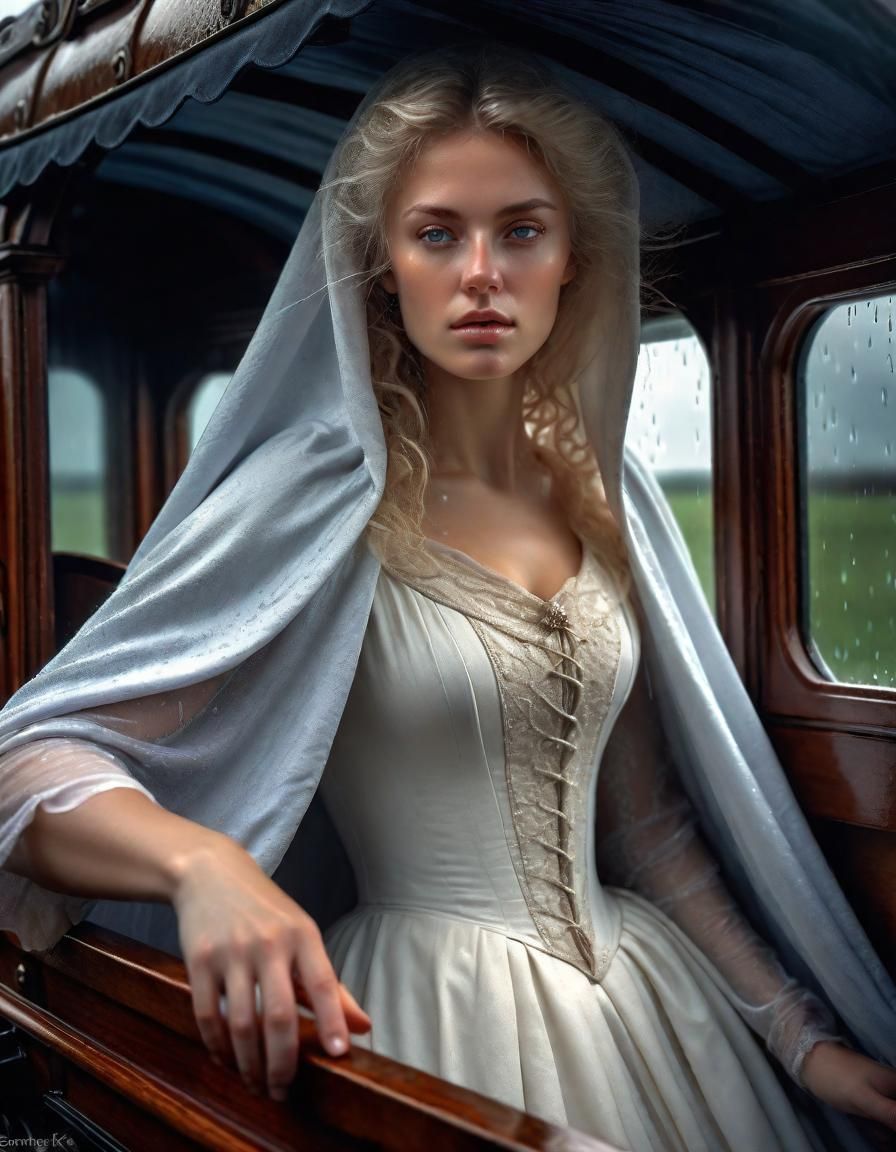 Elegant Woman in Wagon, Renaissance Fantasy