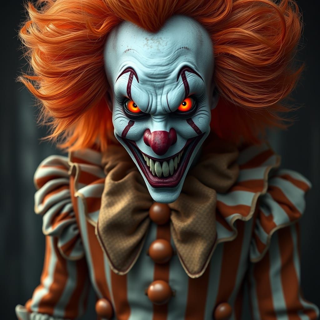 Gothic Clown in Anime-Inspired Horror Art