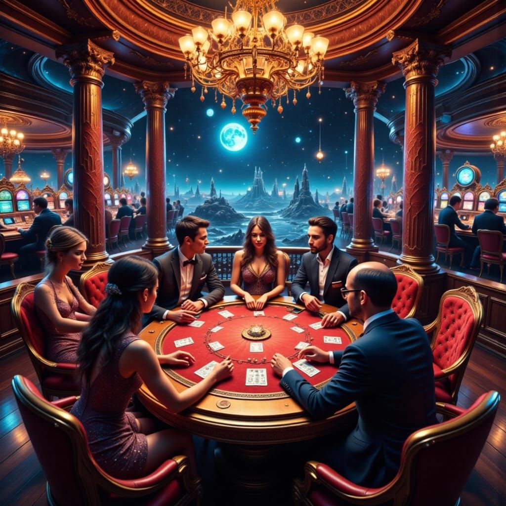 High Stakes Las Vegas Poker Game on Balcony