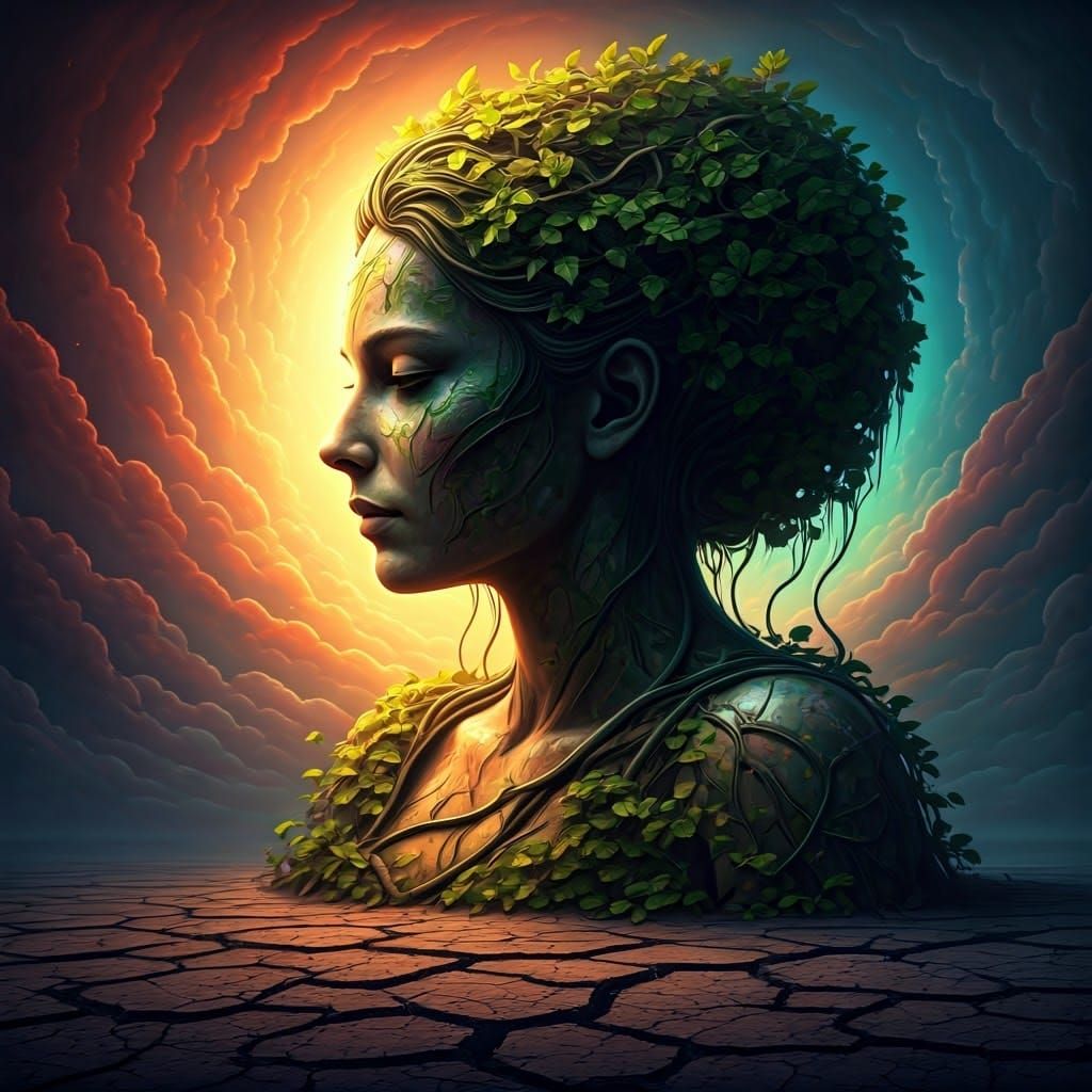 Mother Earth Emerges: Hyperrealistic Splash Art