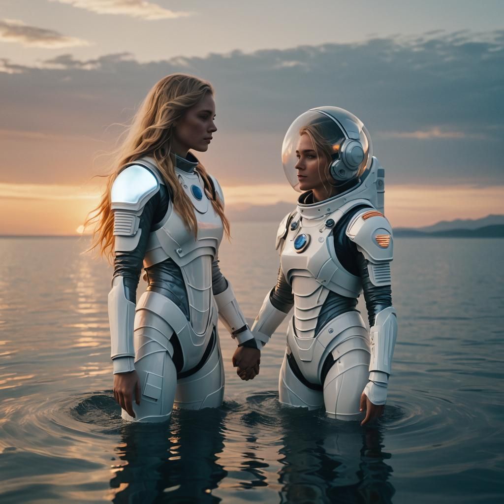 Astronauts in a Desolate Ocean: Cinematic Film Still