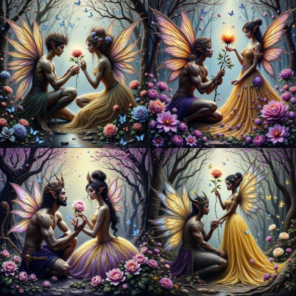 Elf King and Fairy Queen in Enchanted Grove