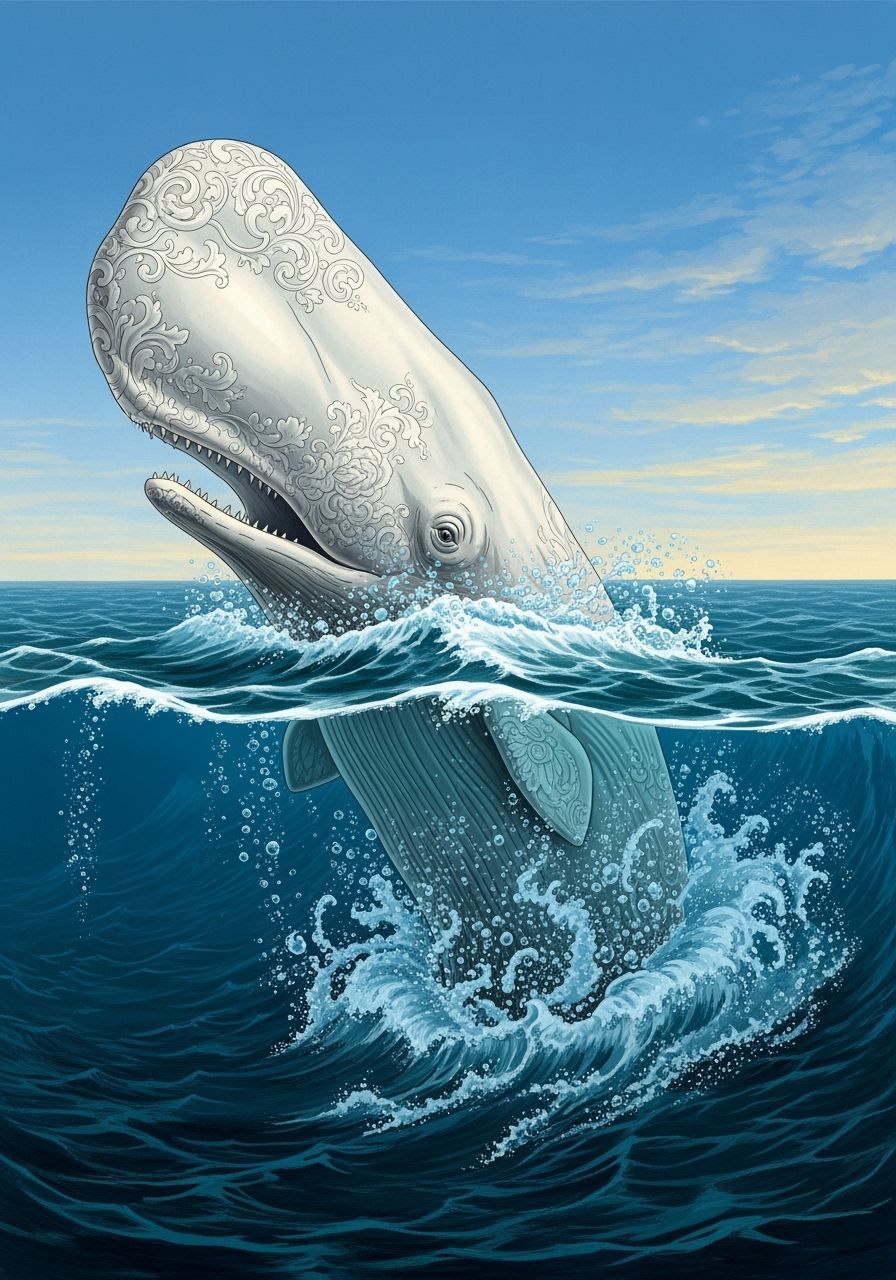 Regency Albino Whale with Baroque Ocean Textures