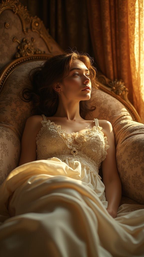 Woman in Luxurious Art Nouveau Dreamscape