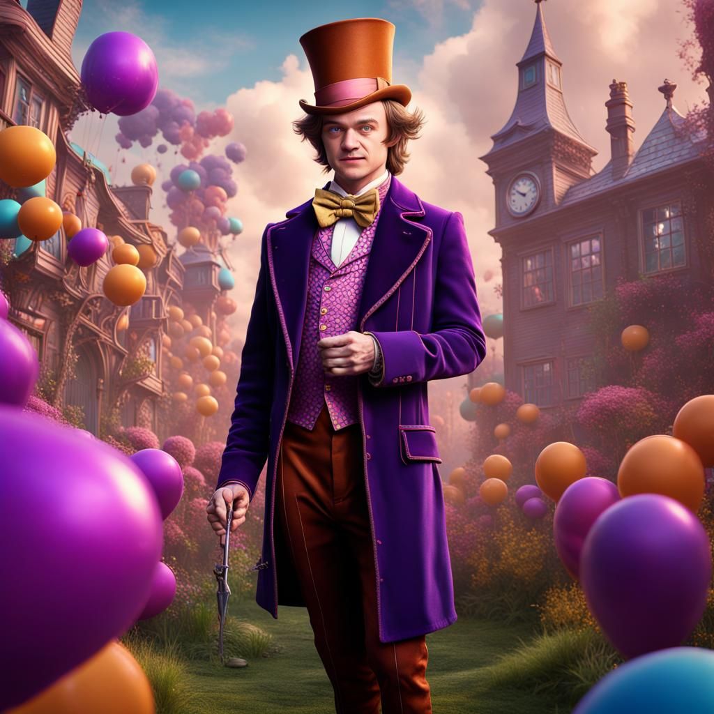 Joe Keery as Willy Wonka: Detailed Digital Art