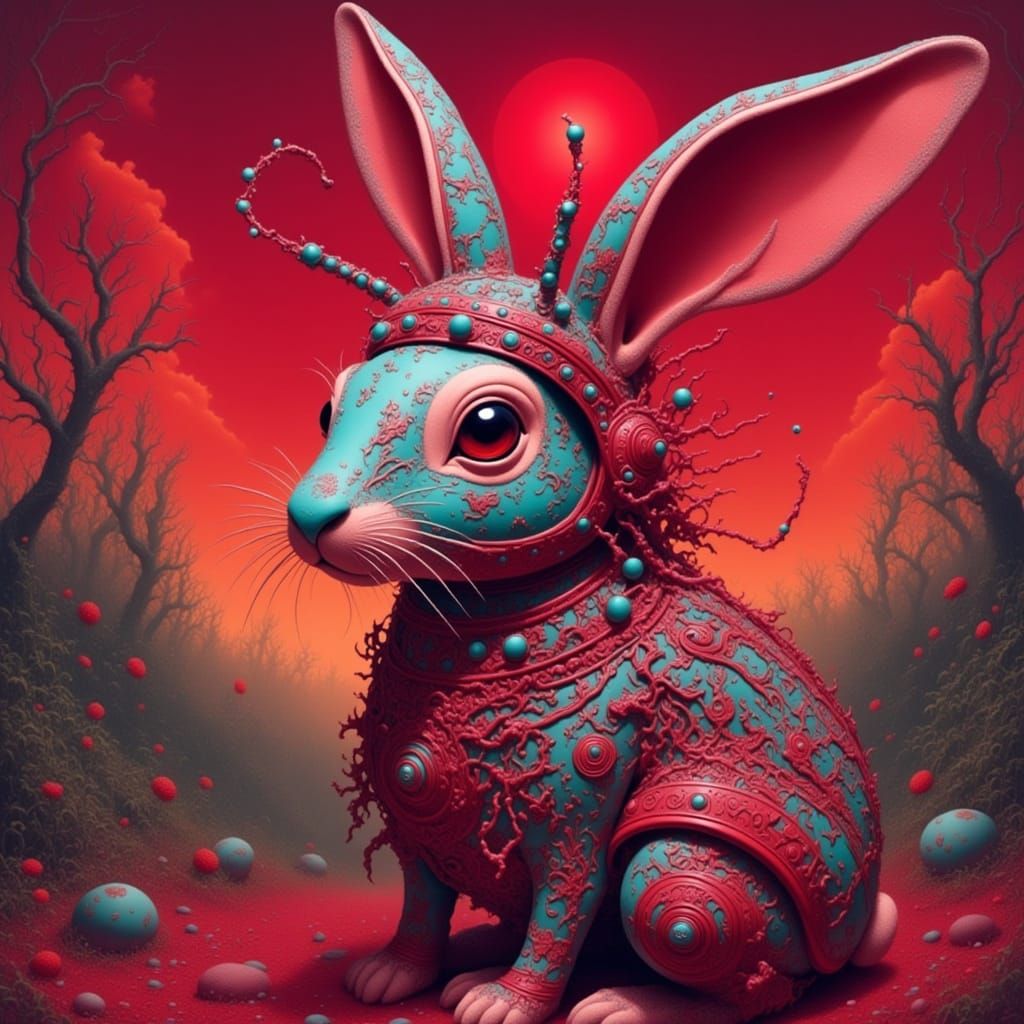 Mayan Tribal Bunny Rabbit in Ancient Style